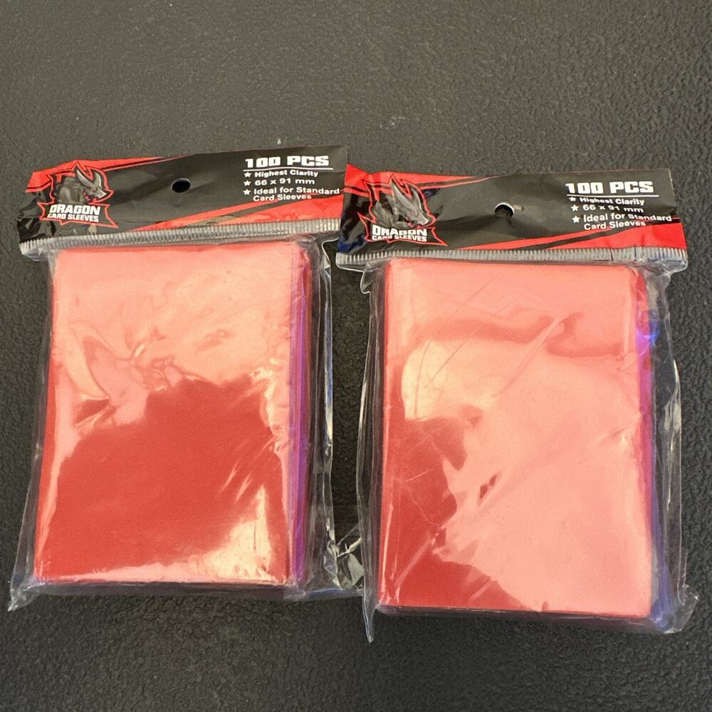 Dragon Brand Card Sleeves 200pc Red 66x91mm Highest Clarity (2 Packs)